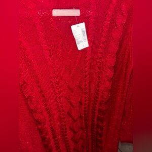 Elegant Red Cable Knit Sweater
